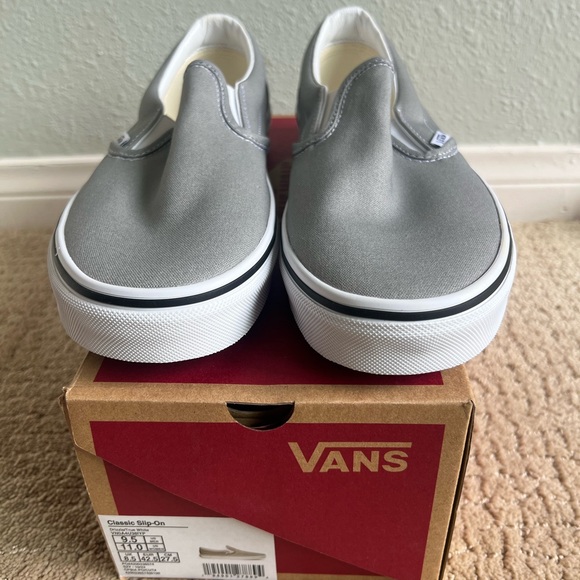 Vans Classic Gray Canvas Slip-Ons Men 9.5 Woman 11 - Picture 5 of 10